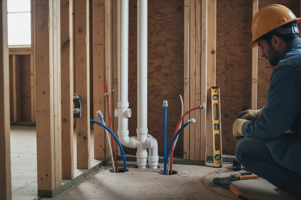 Drain and supply rough-in during Drain Cleaning in Buda